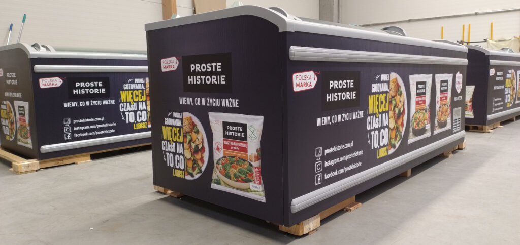 oklejanie folią zamrażarki – branding reklamowy Warszawa